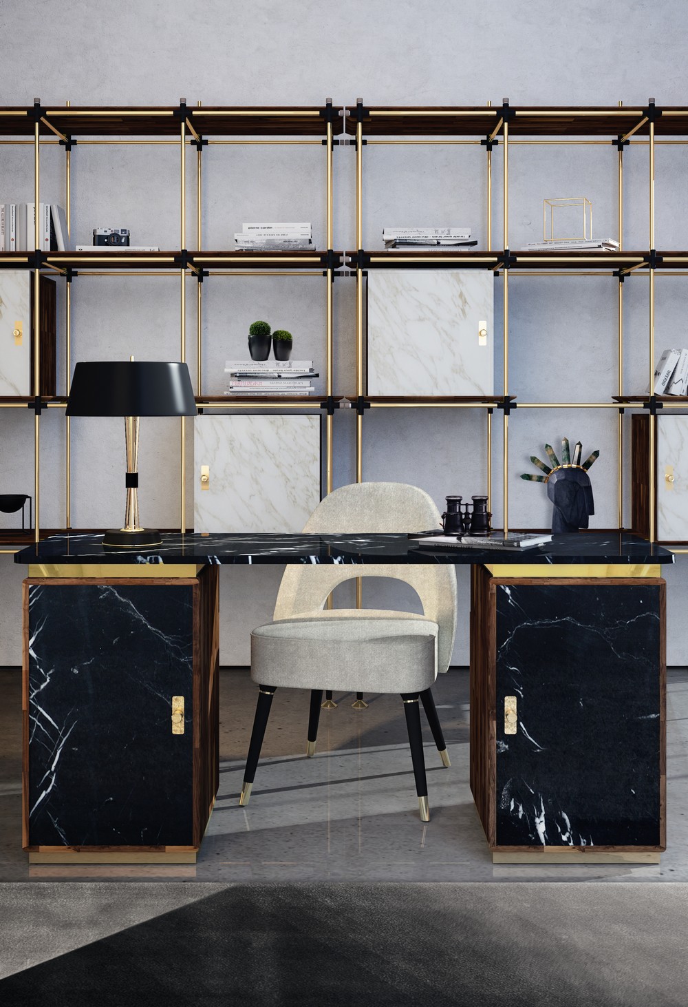 Home Office Decor Inspirations with Decorative Brass Hardware 4