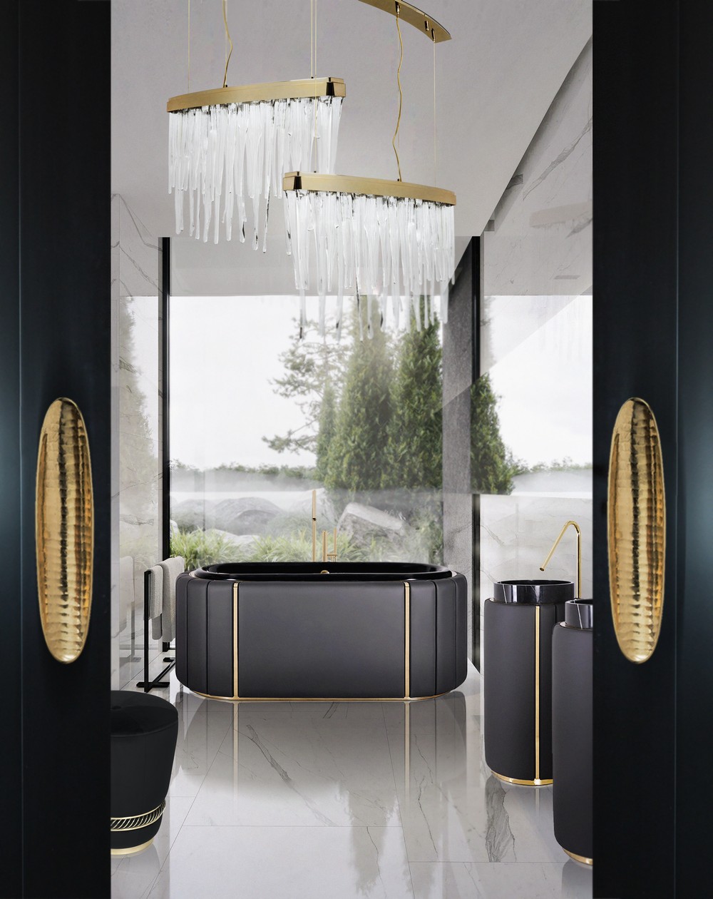 How to Make an Entrance Bathroom Ideas with Imposing Door Hardware 2