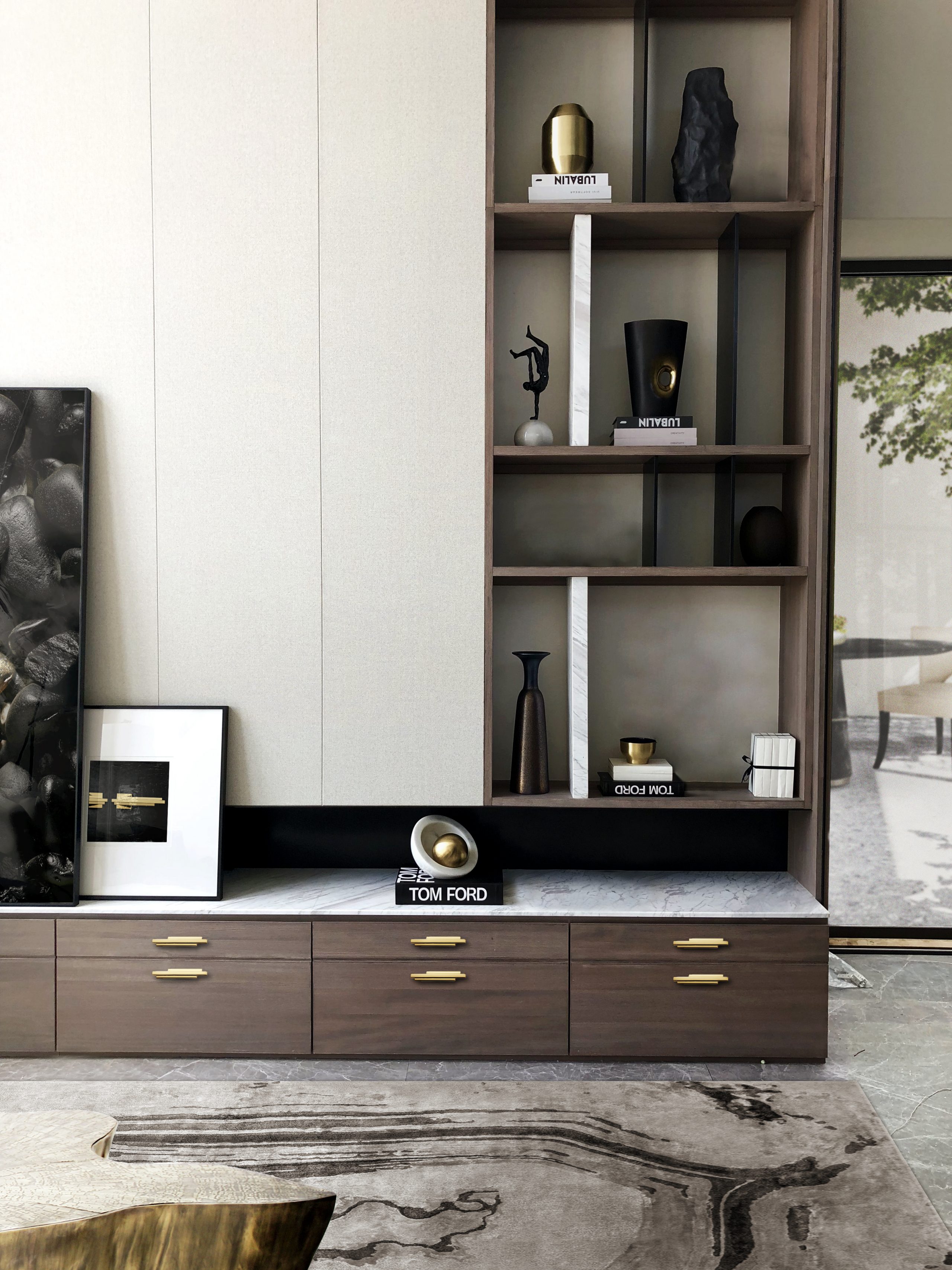 Living Room Styling featuring the Skyline Drawer Handles, from the Cosmopolitan Collection.