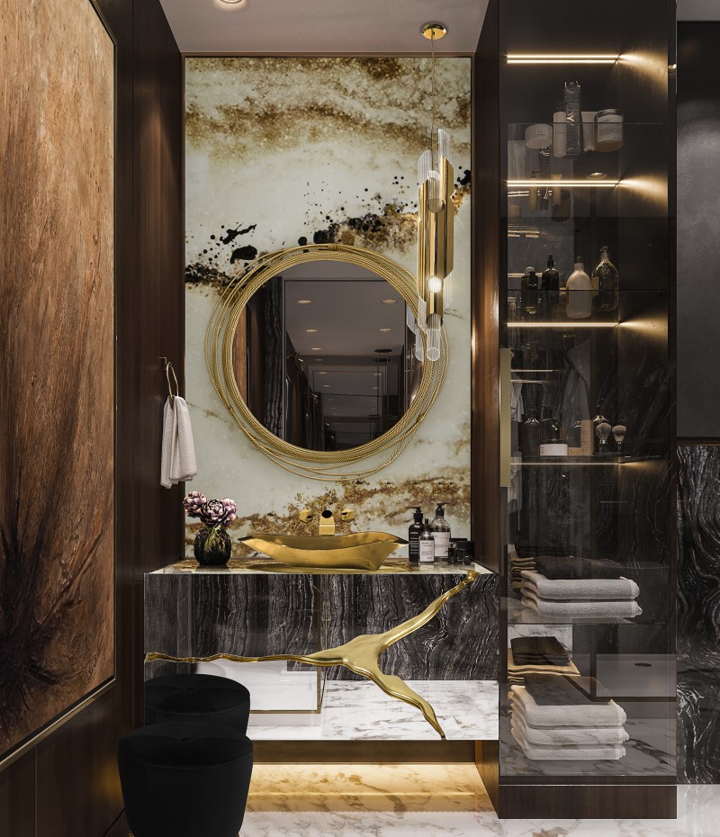 Astonishing Room By Room Inspirations Gold and Marble Bathroom