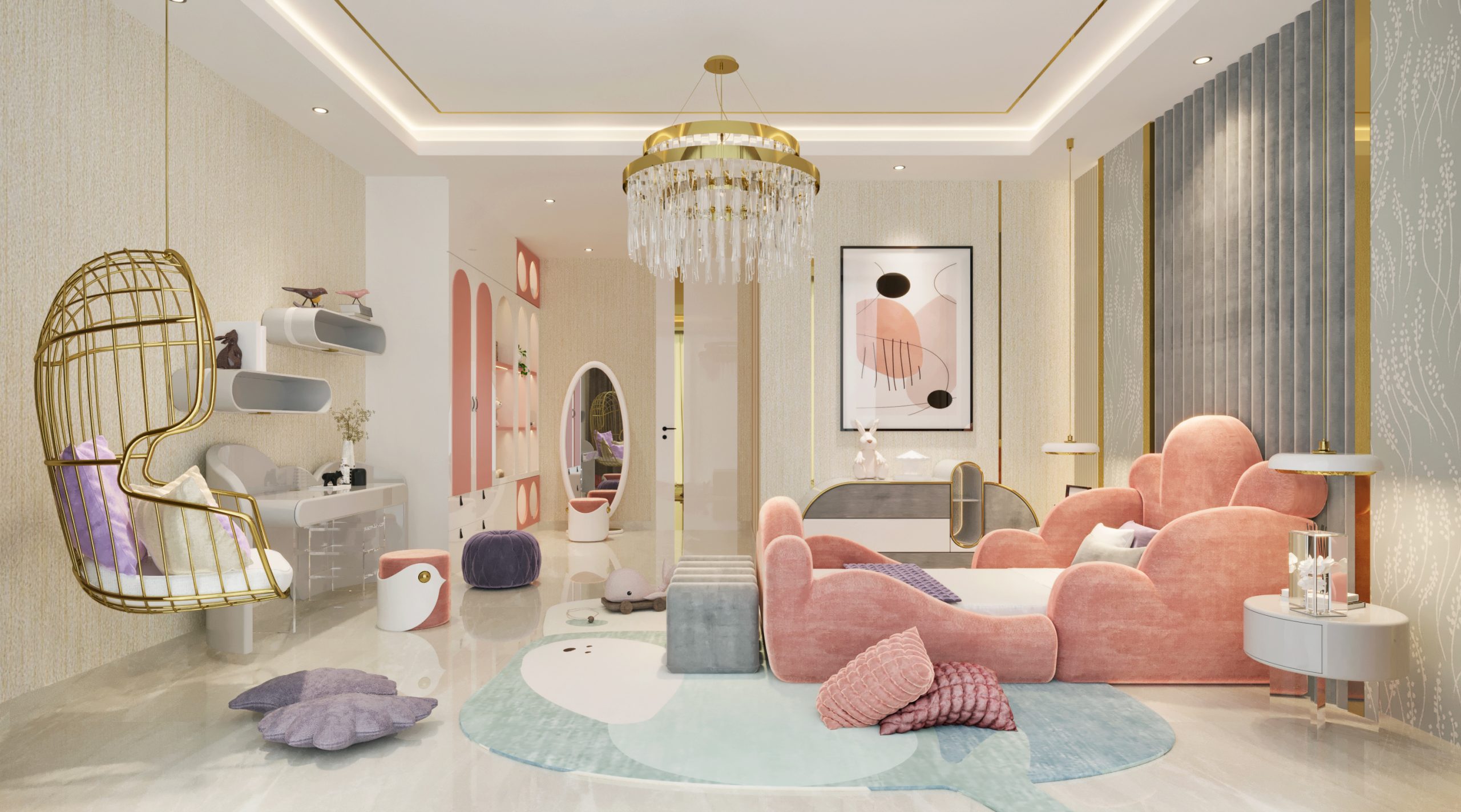 Pink bedroom area