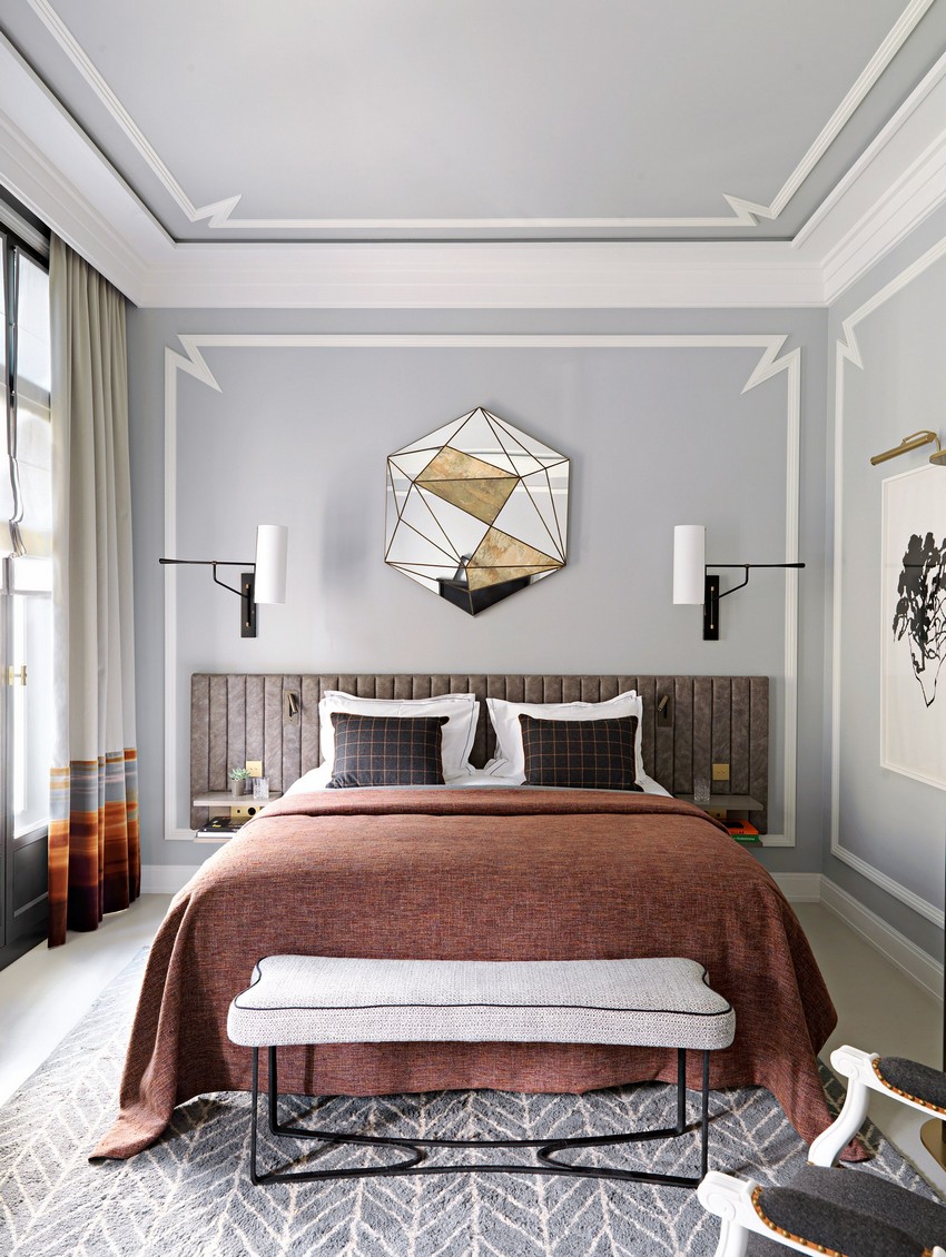 Jean-Louis Deniot Bedroom Decor Jean-Louis Deniot Bedroom inspirations with the a white walls and sheets plus a luxury mirror on top of the bed with a brown sheet