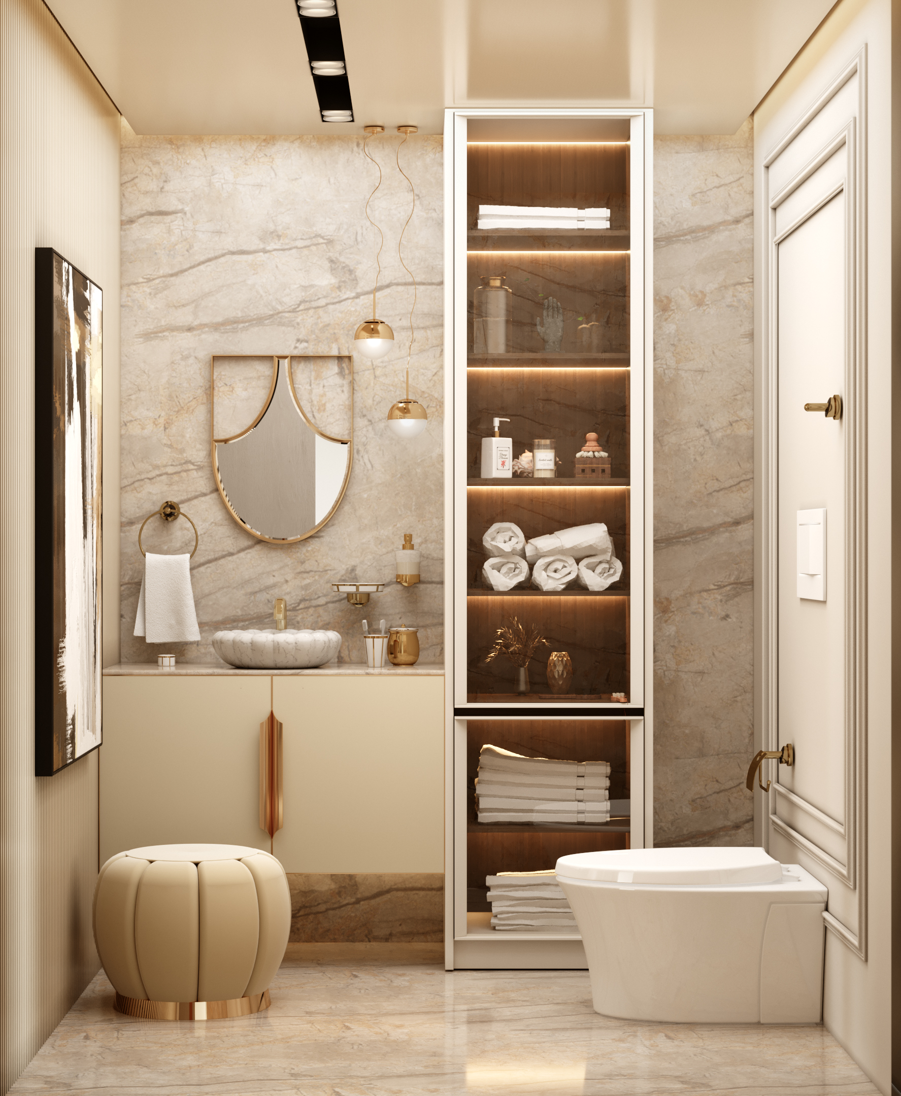 Light toned bathroom with neutral pieces