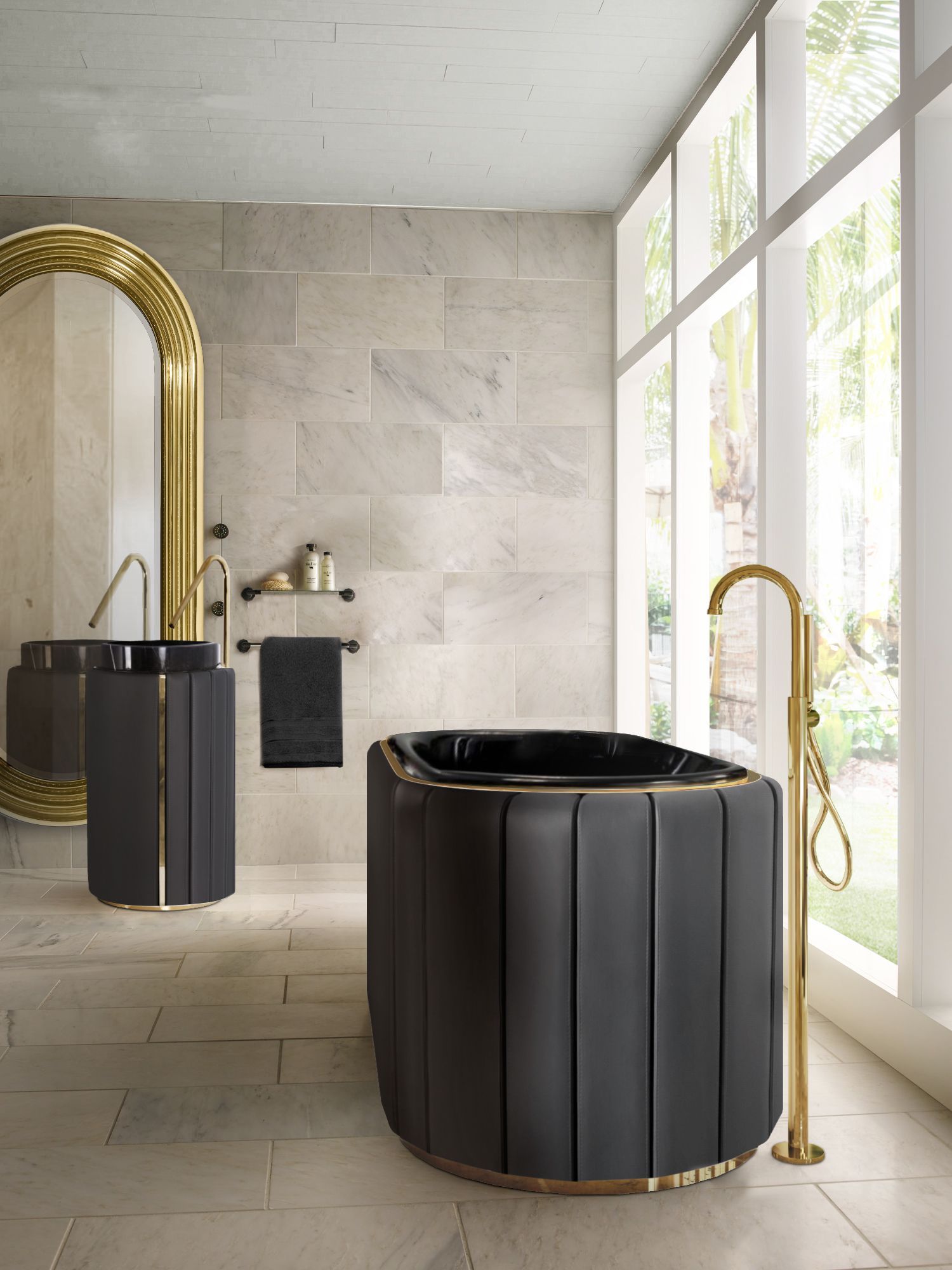 black and gold bathroom