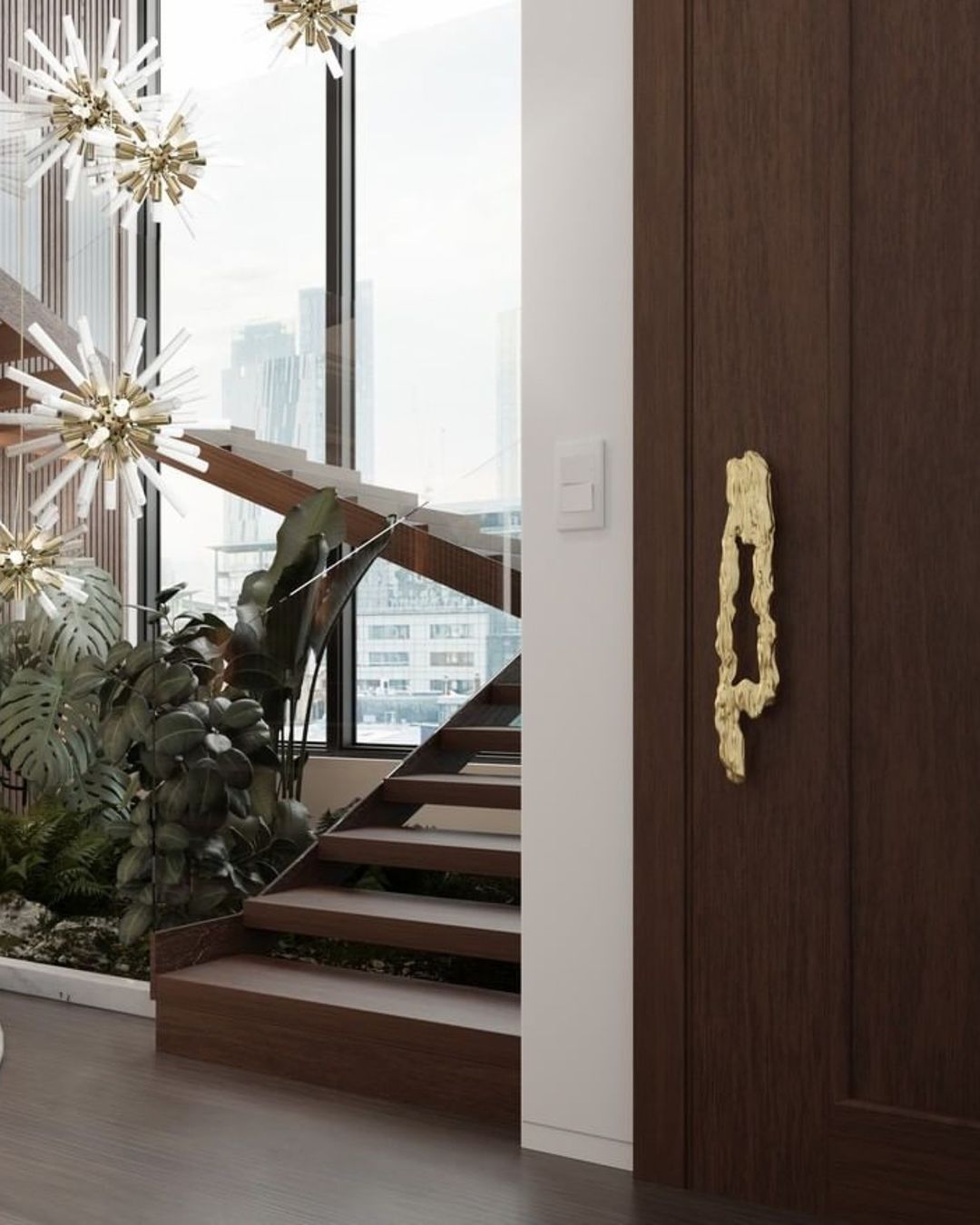 the aspen door pull, designed by pullcast, brushed brass