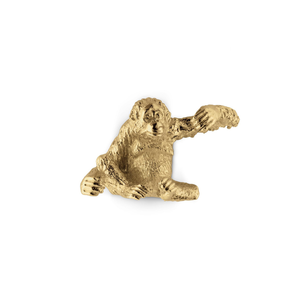 WELCOME TO THE JUNGLE: EXPLORE WILDLIFE-INSPIRED HARDWARE DESIGNS - chimpanzee drawer handle from pullcast - an amazing design, shaped like a chimpanzee, to infuse luxury and excitement to your interior design projects