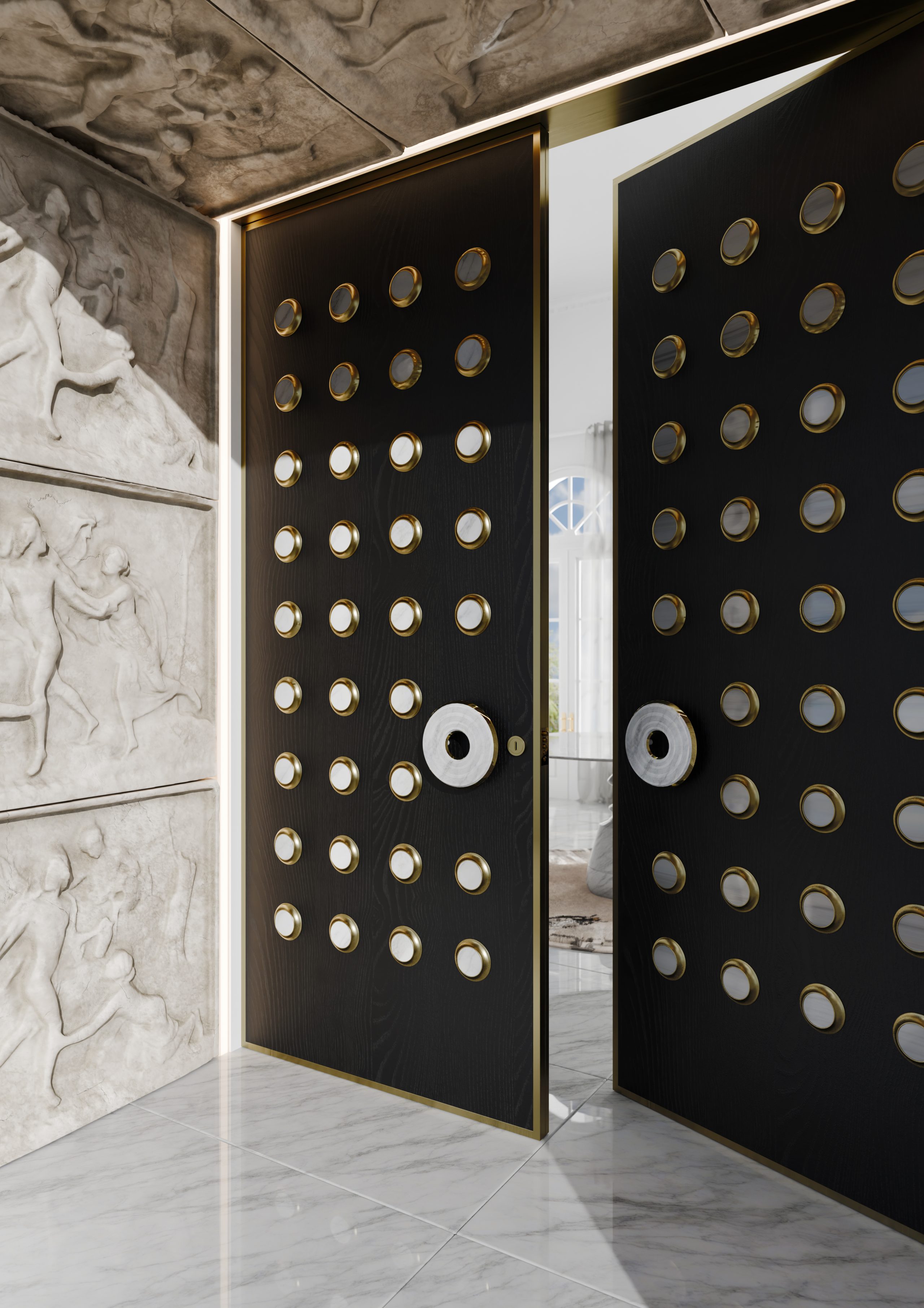 Marble Door Pulls with a Mid-Century Modern Twist!